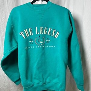 The Legend Shanty Creek Resort Pullover‎ medium teal Made in USA Golf Sweatshirt